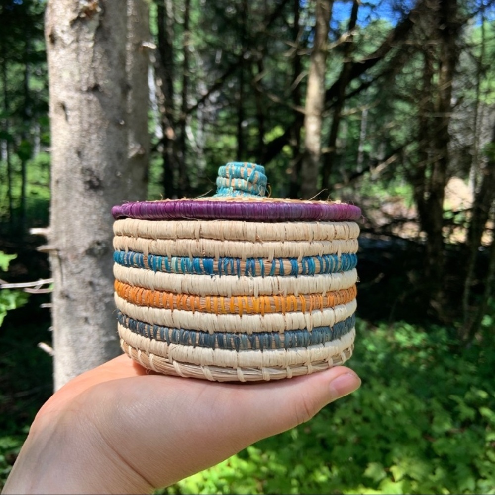Beautiful Boho Woven Rattan Coaster Set with Container